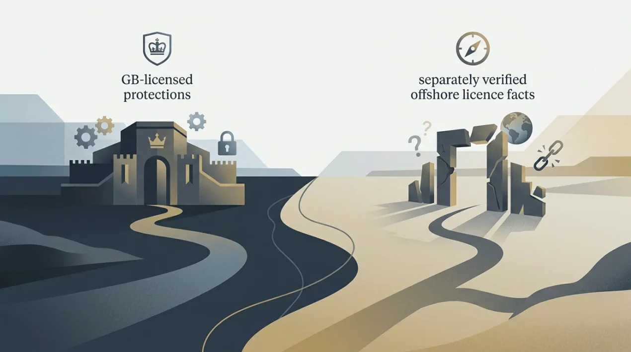 Editorial comparison of Great Britain gambling protections and separately verified offshore facts
